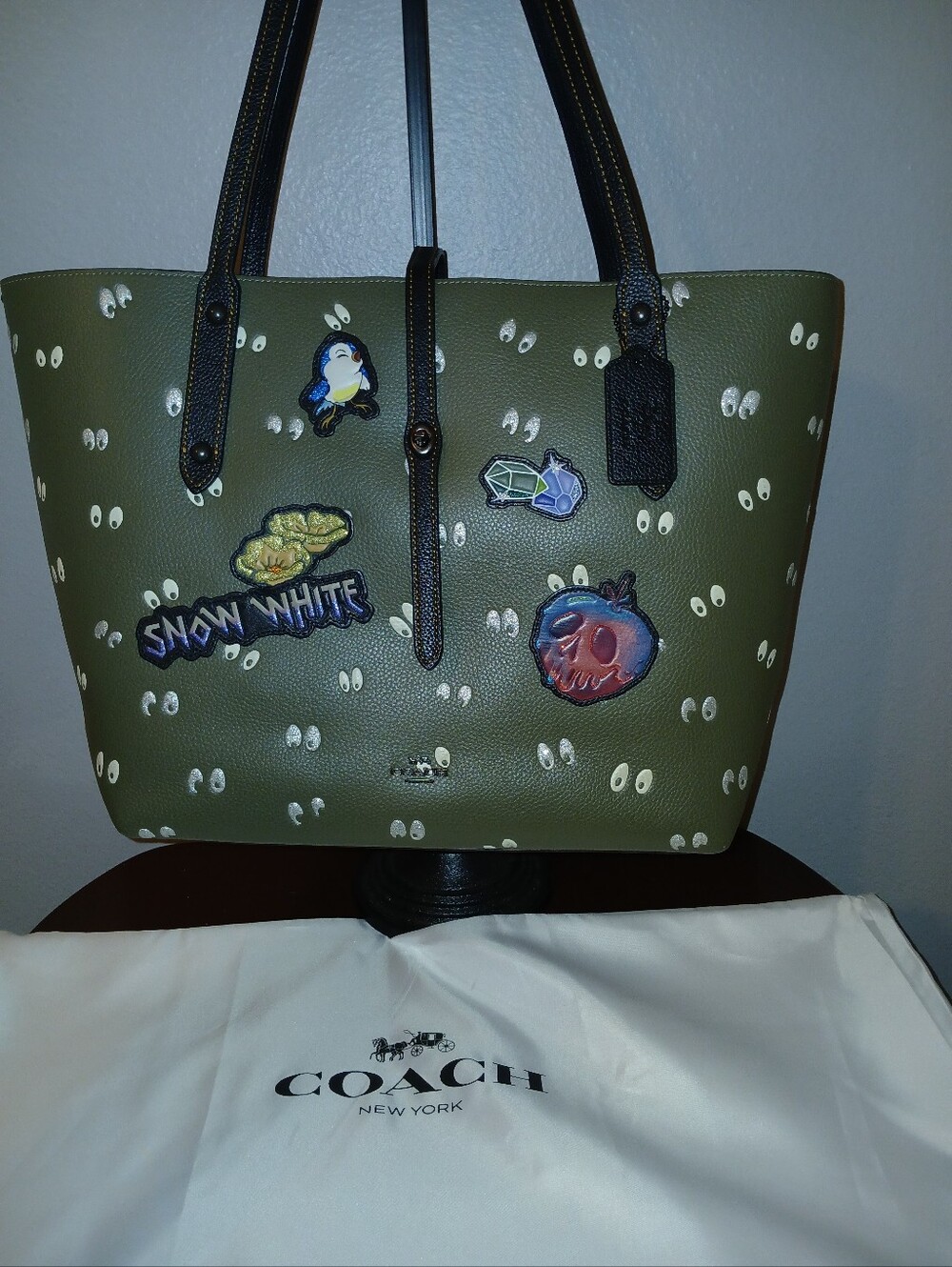 Coach Disney X Fairy Tale, Spooky Eye Green Leather Tote Bag